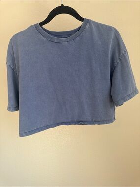 Colsie Blue Washed Cropped Tee